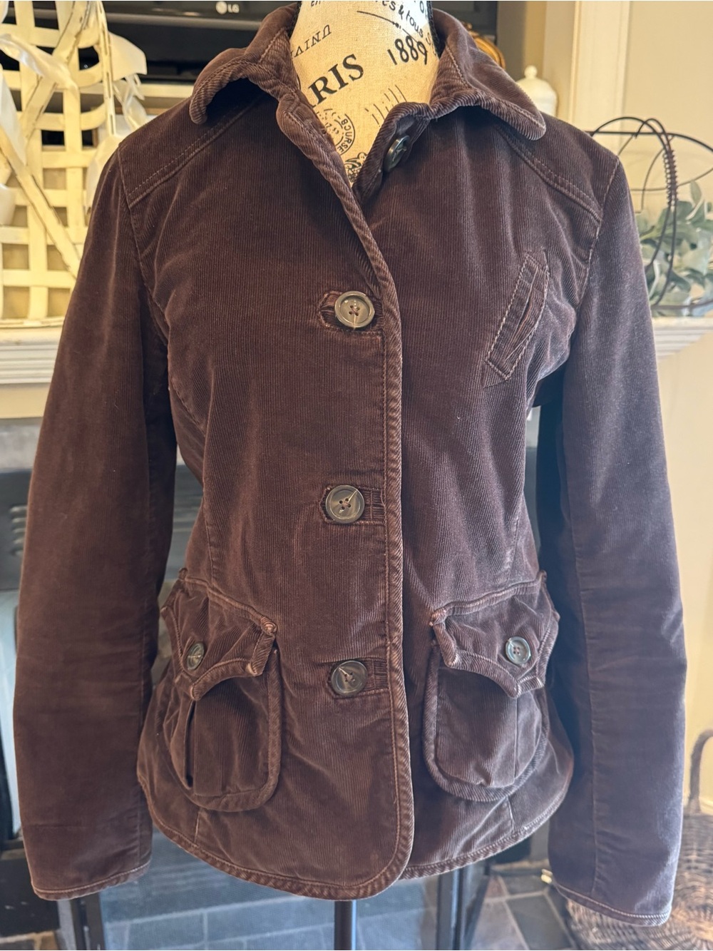 Vintage Gap Brown Corduroy Blazer Jacket Y2K Floral Lining Preppy Grunge Fall 10